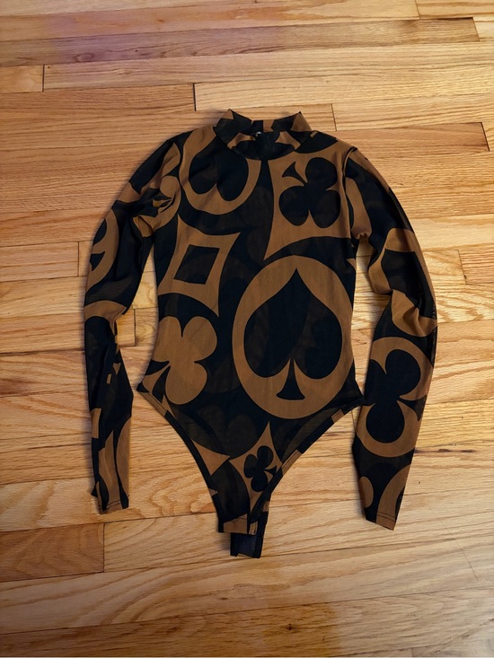 Fashion Nova Tops - Fashion Nova Black and Brown Long-Sleeve Bodysuit(Brand New)